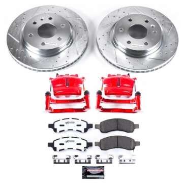 Power Stop KC3167A-36 Front Z36 Truck and Tow Brake Pads with Drilled and Slotted Rotors Kit and Cal...