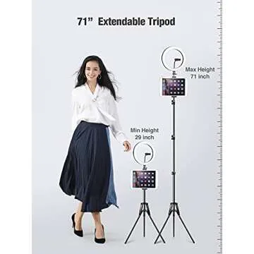 Elitehood 12’’ Ring Light with Tripod Stand (72’’ Tall) & iPad/Phone Holder, Dimmable Selfie Circle LED Lights Ringlight for Video Recording, Conference, Makeup, Laptop, Computer, Webcam, YouTube