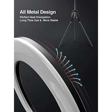 Elitehood 12’’ Ring Light with Tripod Stand (72’’ Tall) & iPad/Phone Holder, Dimmable Selfie Circle LED Lights Ringlight for Video Recording, Conference, Makeup, Laptop, Computer, Webcam, YouTube