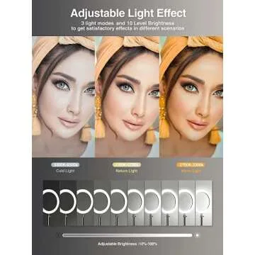 Elitehood 12’’ Ring Light with Tripod Stand (72’’ Tall) & iPad/Phone Holder, Dimmable Selfie Circle LED Lights Ringlight for Video Recording, Conference, Makeup, Laptop, Computer, Webcam, YouTube