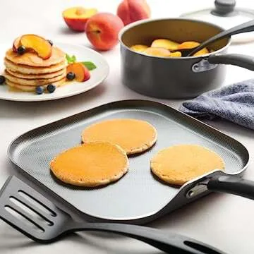 18 Piece Nonstick Cookware Set - Gray - Aluminum Construction, Dishwasher Safe, Compatible with Gas, Electric, Ceramic Cooktops - Includes Sauté Pans, Griddle, Dutch Oven, Cooking Utensils