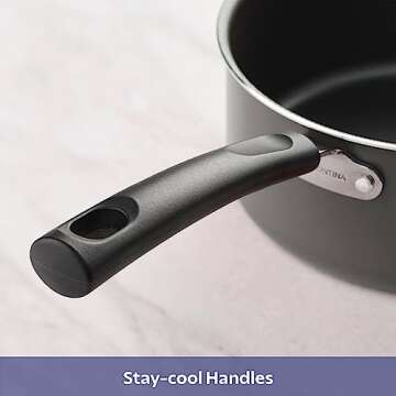 18 Piece Nonstick Cookware Set - Gray - Aluminum Construction, Dishwasher Safe, Compatible with Gas, Electric, Ceramic Cooktops - Includes Sauté Pans, Griddle, Dutch Oven, Cooking Utensils