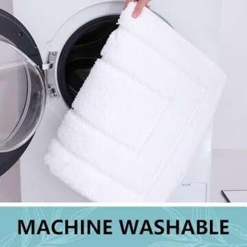 Buganda Bathroom Rugs, 24" x 20", Soft and Absorbent Microfiber Bath Rugs, Non-Slip Shaggy Shower Carpet, Machine Wash Dry Bath Mats for Bathroom Floor, Tub and Shower, White