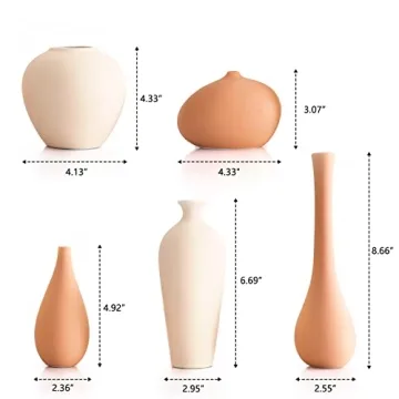 Ceramic Vase Set of 5 for Rustic Home Decor