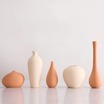 Ceramic Vase Set of 5 for Rustic Home Decor