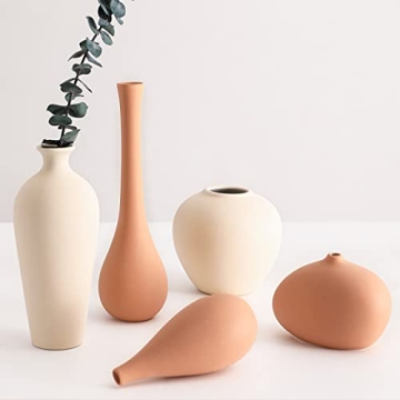 Ceramic Vase Set of 5 for Rustic Home Decor