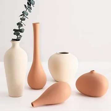 Ceramic Vase Set of 5 for Rustic Home Decor
