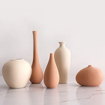 Ceramic Vase Set of 5 for Rustic Home Decor