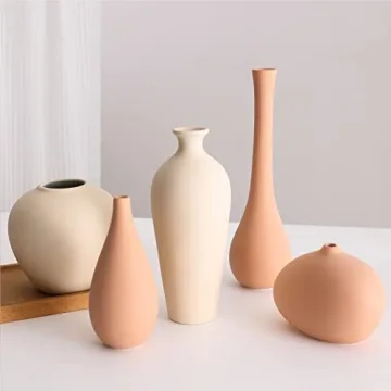 Ceramic Vase Set of 5 for Rustic Home Decor