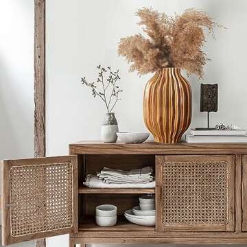 BlossoME 11" Large Ceramic Vases for Farmhouse Entryway Decorative Pottery Living Room Kitchen Decoration Fall Flower Vase for Pampas Grass Fireplace Mantel Console Table