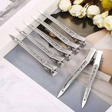 24 Pieces Duck Bill Hair Clips 3.5 Inches Duckbill Hair Clips Metal Alligator Curl Clips for Women Styling Sectioning Long Hair Sectioning Clips with Holes