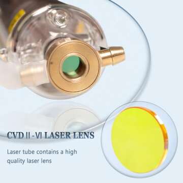 MCWlaser 60W CO2 Laser Tube Glass Laser Tube with Length 1000mm Dia.55mm 6000hrs MTTF 60-70W Laser Tube With Metal Head and Coating Cable Preconnected
