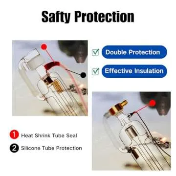 MCWlaser 60W CO2 Laser Tube Glass Laser Tube with Length 1000mm Dia.55mm 6000hrs MTTF 60-70W Laser Tube With Metal Head and Coating Cable Preconnected