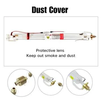MCWlaser 60W CO2 Laser Tube Glass Laser Tube with Length 1000mm Dia.55mm 6000hrs MTTF 60-70W Laser Tube With Metal Head and Coating Cable Preconnected