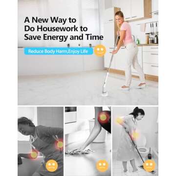 UBeesize Electric Spin Scrubber,Long Cordless Cleaning Brush,Rotatable Shower Scrubber with 8 Replaceable Heads,Adjustable Detachable Handle Bathroom Scrubber for Bathtub,Tile,Floor and Car Cleaning