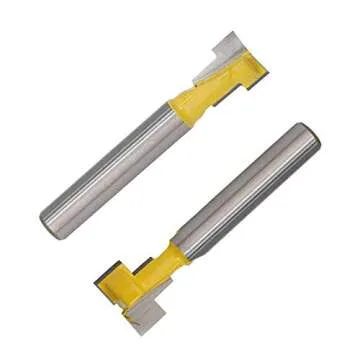 HAWKASH Keyhole Router Bit Set 2 Pieces 14 inch Shank, 38 and 12 inch Blade Diameter T-Slot Router Bit, High-Grade Carbide Tipped Keyhole Slot Cutter Bit, Yellow