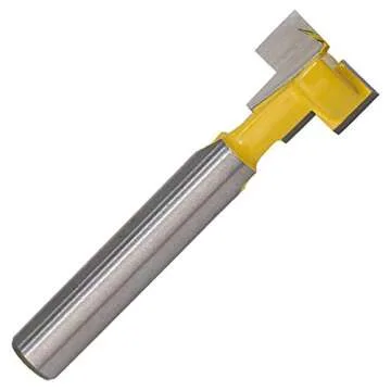 HAWKASH Keyhole Router Bit Set 2 Pieces 14 inch Shank, 38 and 12 inch Blade Diameter T-Slot Router Bit, High-Grade Carbide Tipped Keyhole Slot Cutter Bit, Yellow