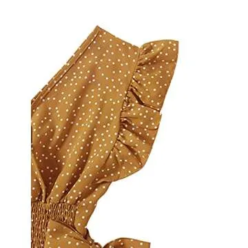 LYANER Women's V Neck Polka Dots Ruffle Cap Sleeve Blouse