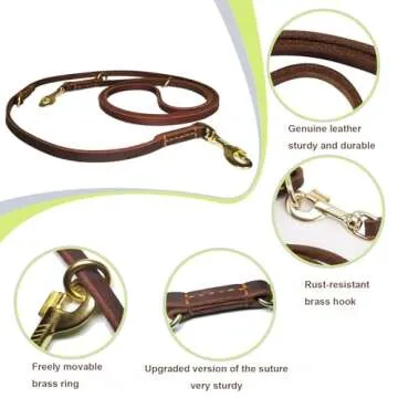 LWBMG 8ft Multi Function Leather Dog Leash for All Dogs