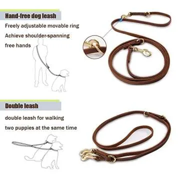 LWBMG 8ft Multi Function Leather Dog Leash for All Dogs