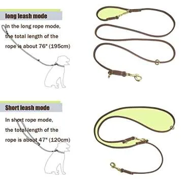LWBMG 8ft Multi Function Leather Dog Leash for All Dogs