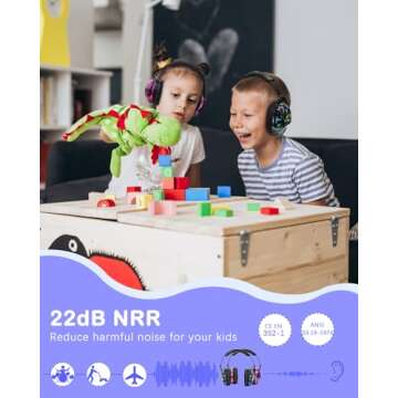 ZOHAN Kids Ear Protection 2 Pack, Hearing Protection Safety Ear Muffs for Children Have Sensory Issues, Adjustable Noise Reduction Earmuffs for Concerts, Fireworks(Nebula&Rap)