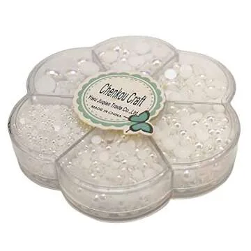 Chenkou Craft 3000PCS White AB Round Flatback Beads