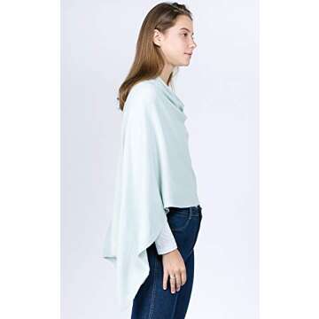 CCFW Women's Soft Knit Poncho Elegant Cape Shawl in Multi-Way Wrap Poncho Topper All Season (Baby Blue)