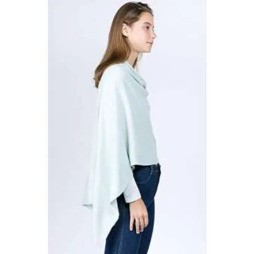 CCFW Women's Soft Knit Poncho Elegant Cape Shawl in Multi-Way Wrap Poncho Topper All Season (Baby Blue)