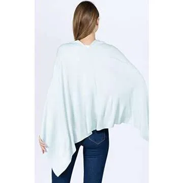 CCFW Women's Soft Knit Poncho Elegant Cape Shawl in Multi-Way Wrap Poncho Topper All Season (Baby Blue)