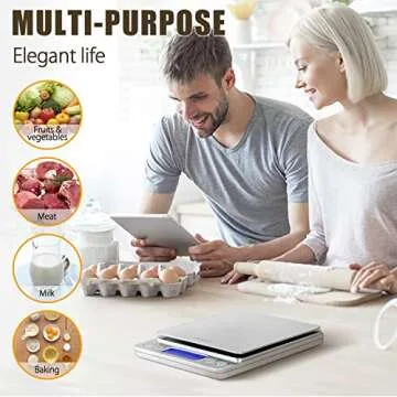 CHWARES Food Scale, Rechargeable Kitchen Scale with Trays 3000g/0.1g, Mini Scale with Tare Function Digital Scale Grams and Ounces for Weight Loss, Dieting, Cooking, Meal Prep, Coffee, Jewelry