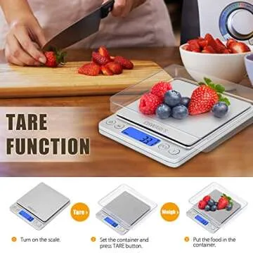 CHWARES Food Scale, Rechargeable Kitchen Scale with Trays 3000g/0.1g, Mini Scale with Tare Function Digital Scale Grams and Ounces for Weight Loss, Dieting, Cooking, Meal Prep, Coffee, Jewelry