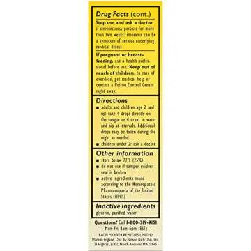 Bach RESCUE SLEEP Dropper 20mL, Natural Sleep Aid, Homeopathic Flower Essence, Free of Melatonin, Sugar, & Gluten, Family-Friendly, Non-alcohol Formula