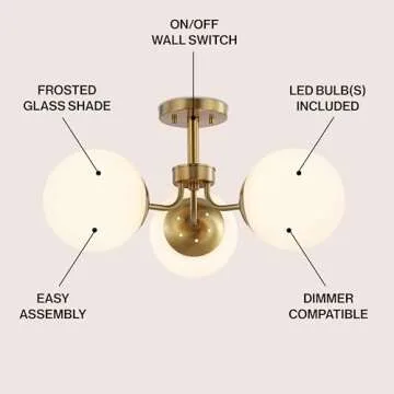 JONATHAN Y 3-Light Semi Flush Mount Fixture Modern Design