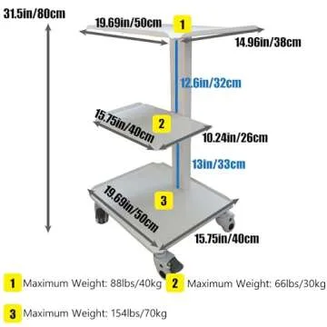 TECHTONGDA 3 Tier Mobile Beauty Cart with Wheels