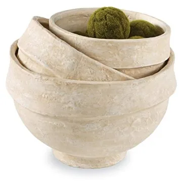 Mud Pie Nested Set of Paper Mache Bowls for Home Decor