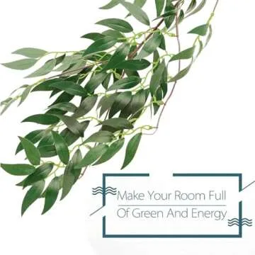 ANPHSIN 5 Pack (28ft) Artificial Willow Leaves Vines Twigs- Fake Silk Hanging Willow Plant Greenery Garland String for Indoor Wedding Party Crowns Wreath Decor, Outdoor Wall Garden Decoration