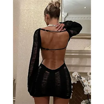 Pdxnyxx Long Sleeve Mini Dress for Women - Sexy Y2K Style