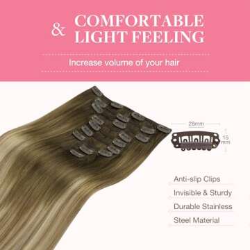 GOO GOO Clip in Hair Extensions Real Human Hair