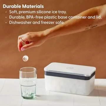 W&P Ice Ball Box Silicone Circular Ice Tray with Lid & Bin, Holds 96 Spheres, Easy Release, Space-Saving Stackable Design, Dishwasher Safe, Cream