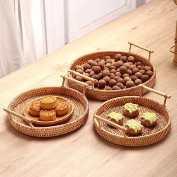 YANGQIHOME Woven Serving Tray Stylish Gift for Home