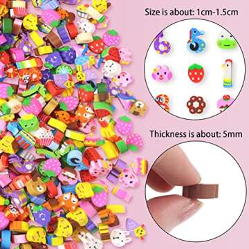 Oomcu 1200 PCS Mini Novelty Erasers,Colored Heart Sea Creature Fruit Vegetable Cake Animal Collectio...