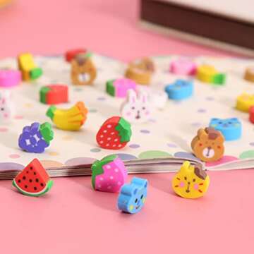 Oomcu 1200 PCS Mini Novelty Erasers,Colored Heart Sea Creature Fruit Vegetable Cake Animal Collection Pencil Eraser for Student Prize Homework Reward Party Favor Gift Filling School Supplies