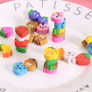 Oomcu 1200 PCS Mini Novelty Erasers,Colored Heart Sea Creature Fruit Vegetable Cake Animal Collection Pencil Eraser for Student Prize Homework Reward Party Favor Gift Filling School Supplies