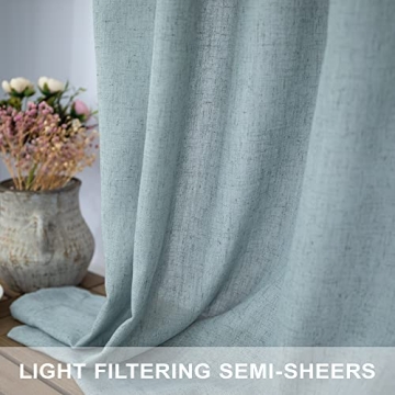 Stylish Aqua Curtains 84 Inch Pair - Semi Sheer Panels