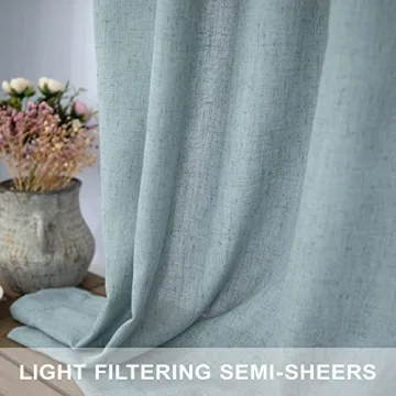 Stylish Aqua Curtains 84 Inch Pair - Semi Sheer Panels