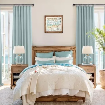 Stylish Aqua Curtains 84 Inch Pair - Semi Sheer Panels