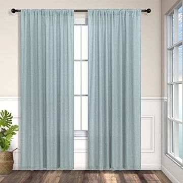 Stylish Aqua Curtains 84 Inch Pair - Semi Sheer Panels
