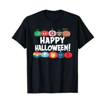 Marvel Super Heroes Decorated Pumpkins Happy Halloween! T-Shirt