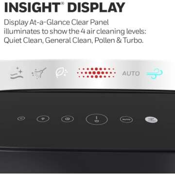 Honeywell InSight Series HEPA Air Purifier for Home, Extra-Large Rooms, includes Air Quality Monitor, Reduces Allergens, Smoke, Wildfire Smoke, Dust, Pollen, Pet Dander and More, Black, HPA5300B